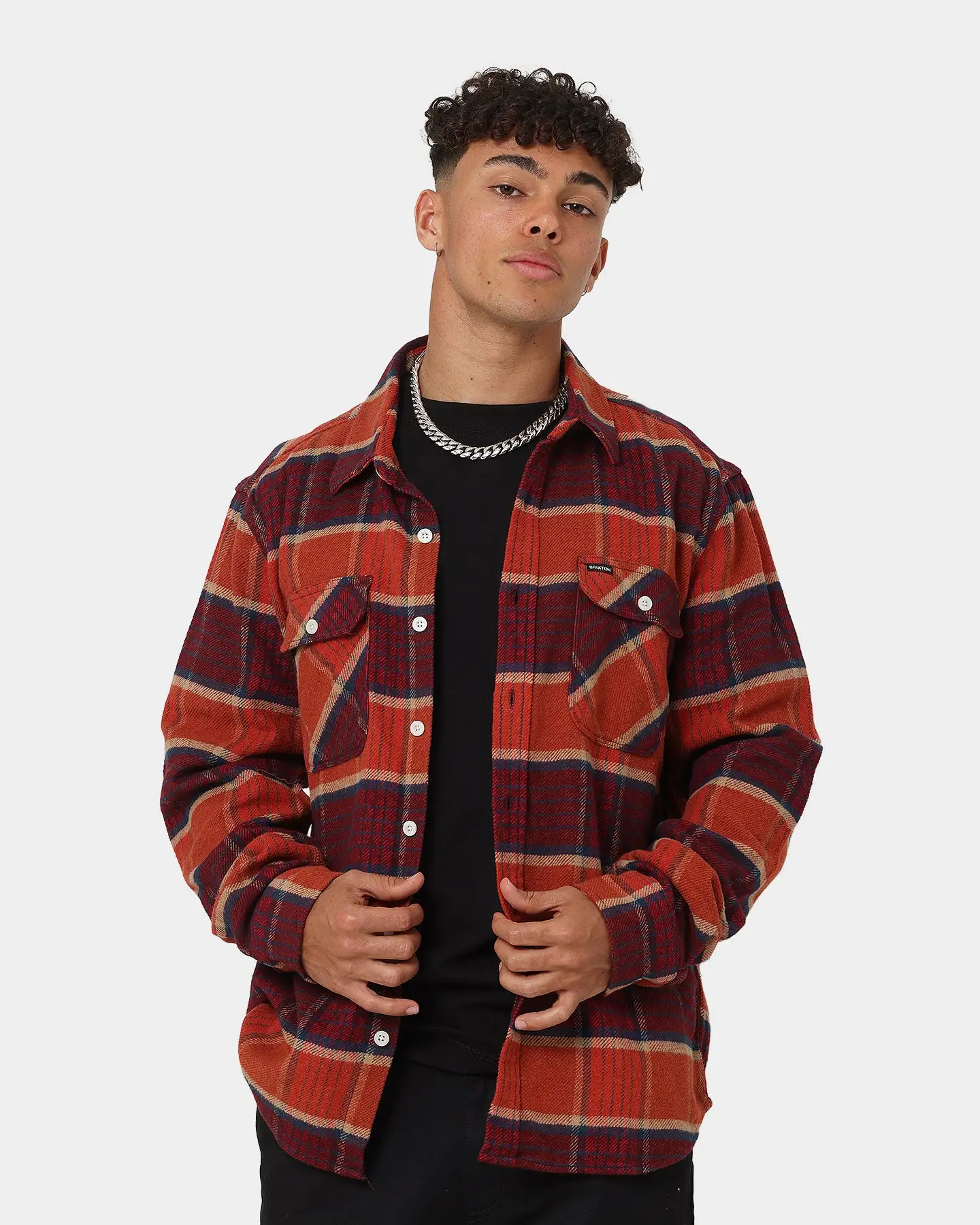 Brixton Bowery Flannel Jacket Mahogany Plaid