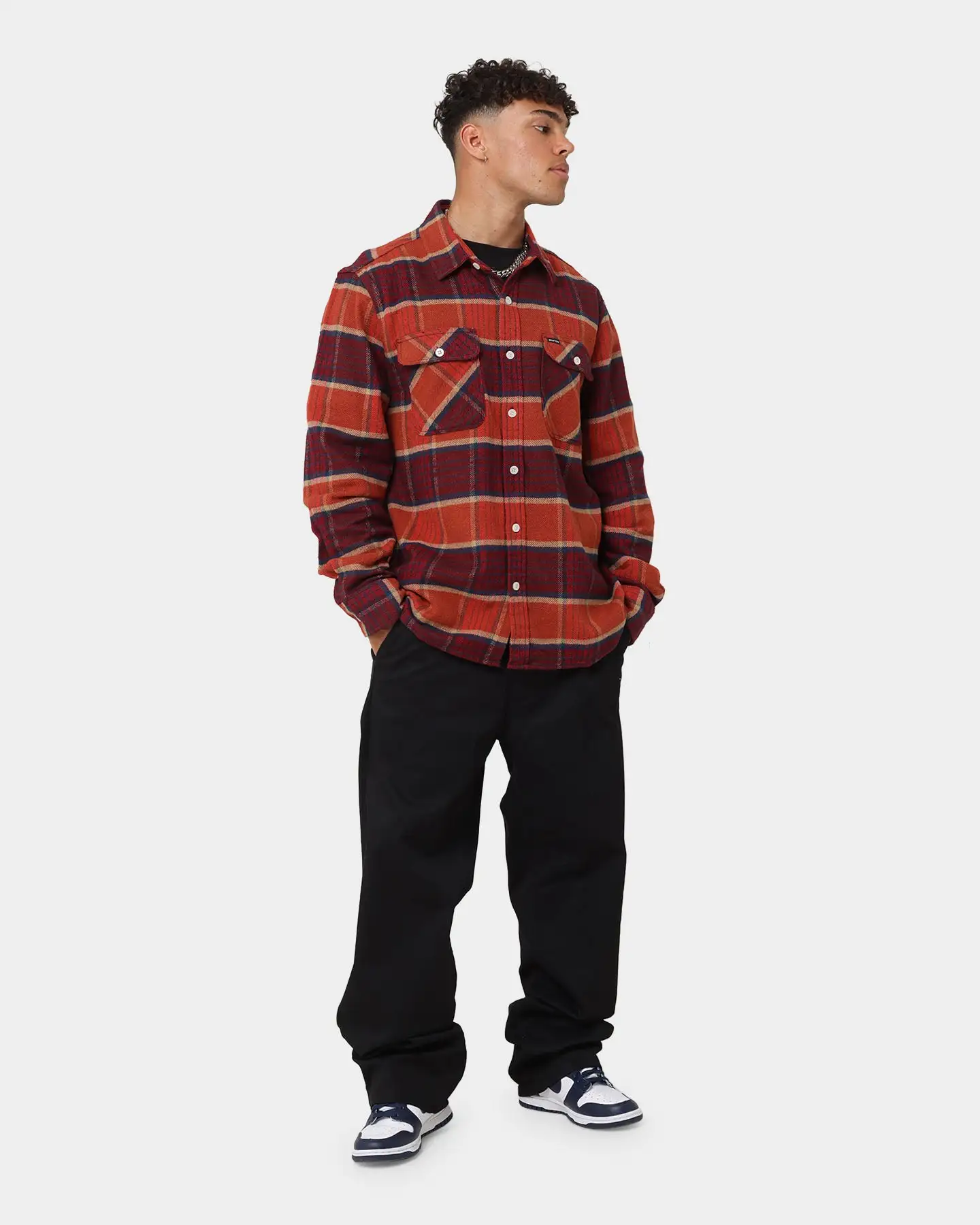 Brixton Bowery Flannel Jacket Mahogany Plaid - Image 2