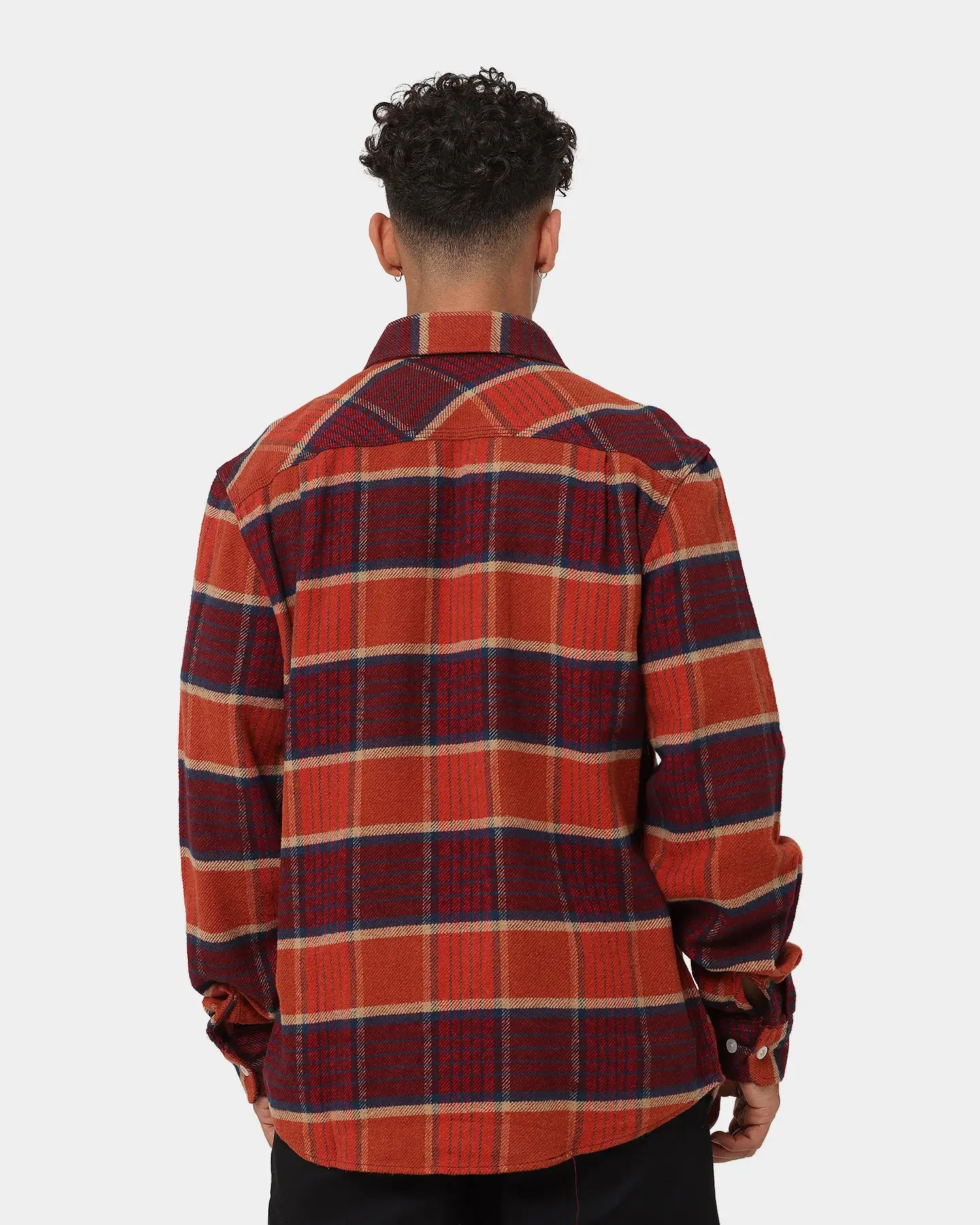 Brixton Bowery Flannel Jacket Mahogany Plaid - Image 4