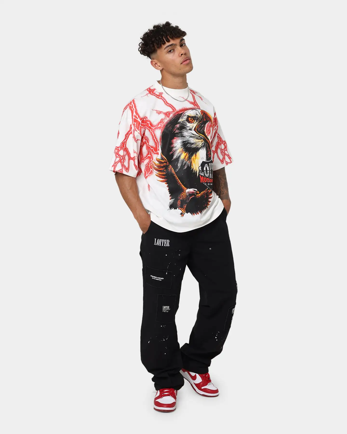 Loiter Lightning Eagle T-Shirt Charcoal - Image 3