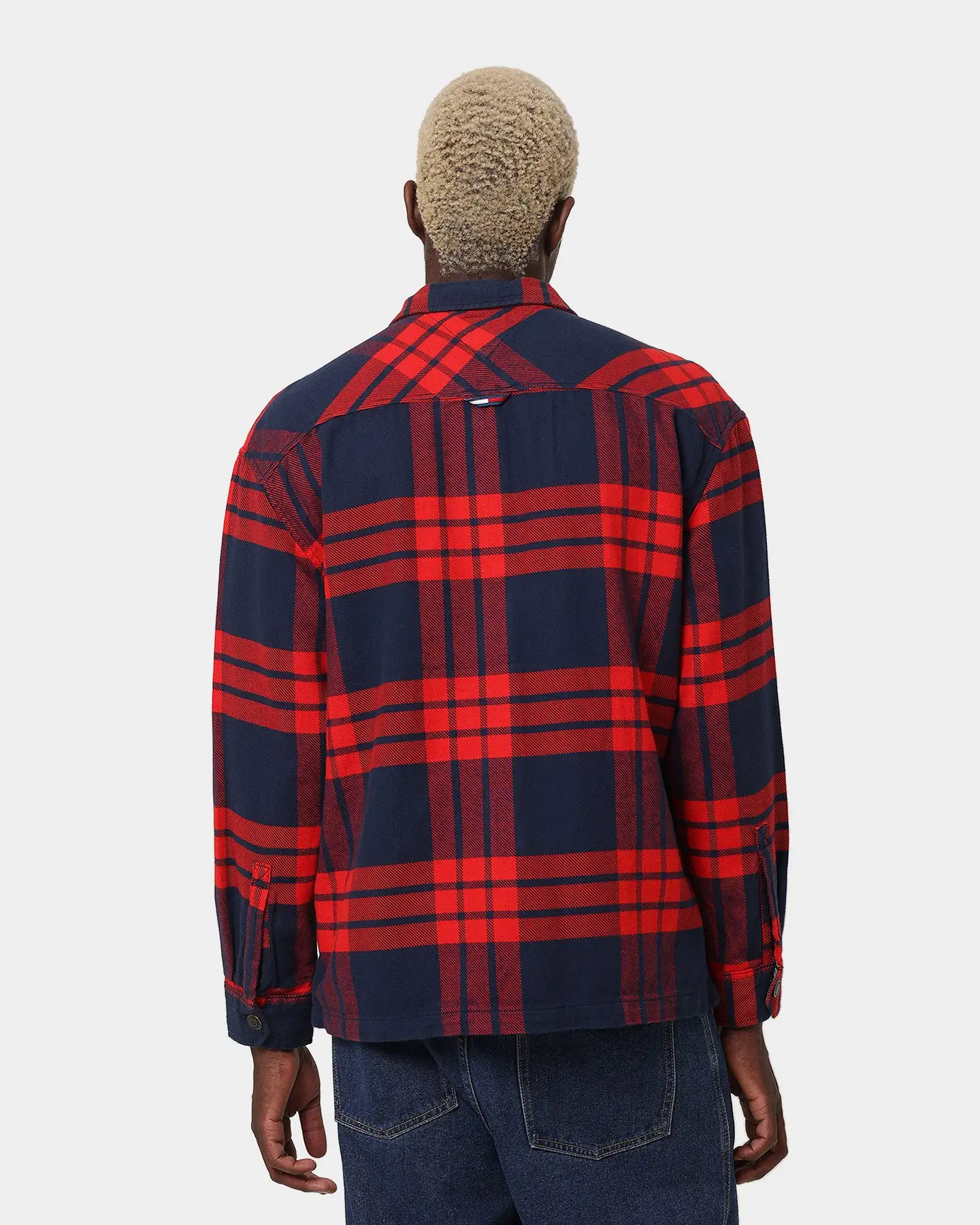 Tommy Jeans TJM Buffalo Check Zip Overshirt Deep Crimson - Image 4