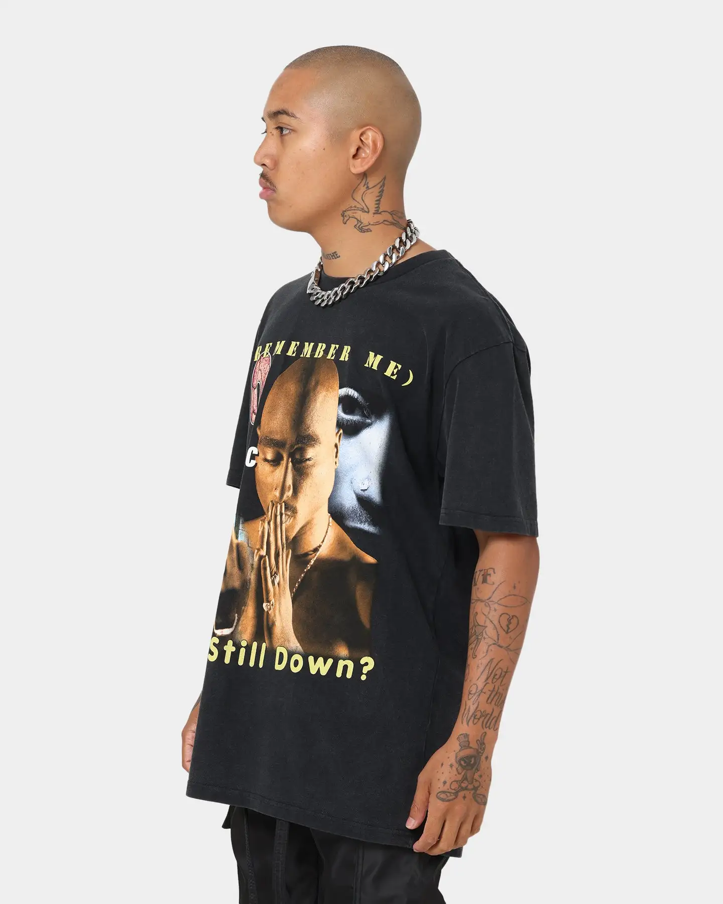 Tupac R U Still Down Homage Vintage T-Shirt Washed Black - Image 6