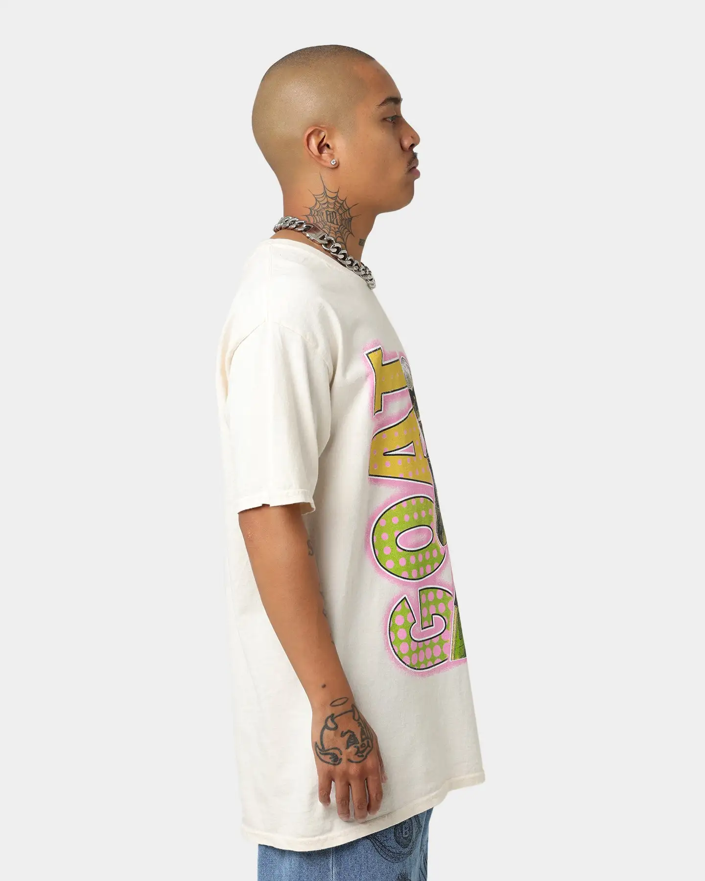 Goat Crew Bob Cut Skelly T-Shirt Off White - Image 5