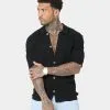 Saint Morta Knitted Button Up T-Shirt Black