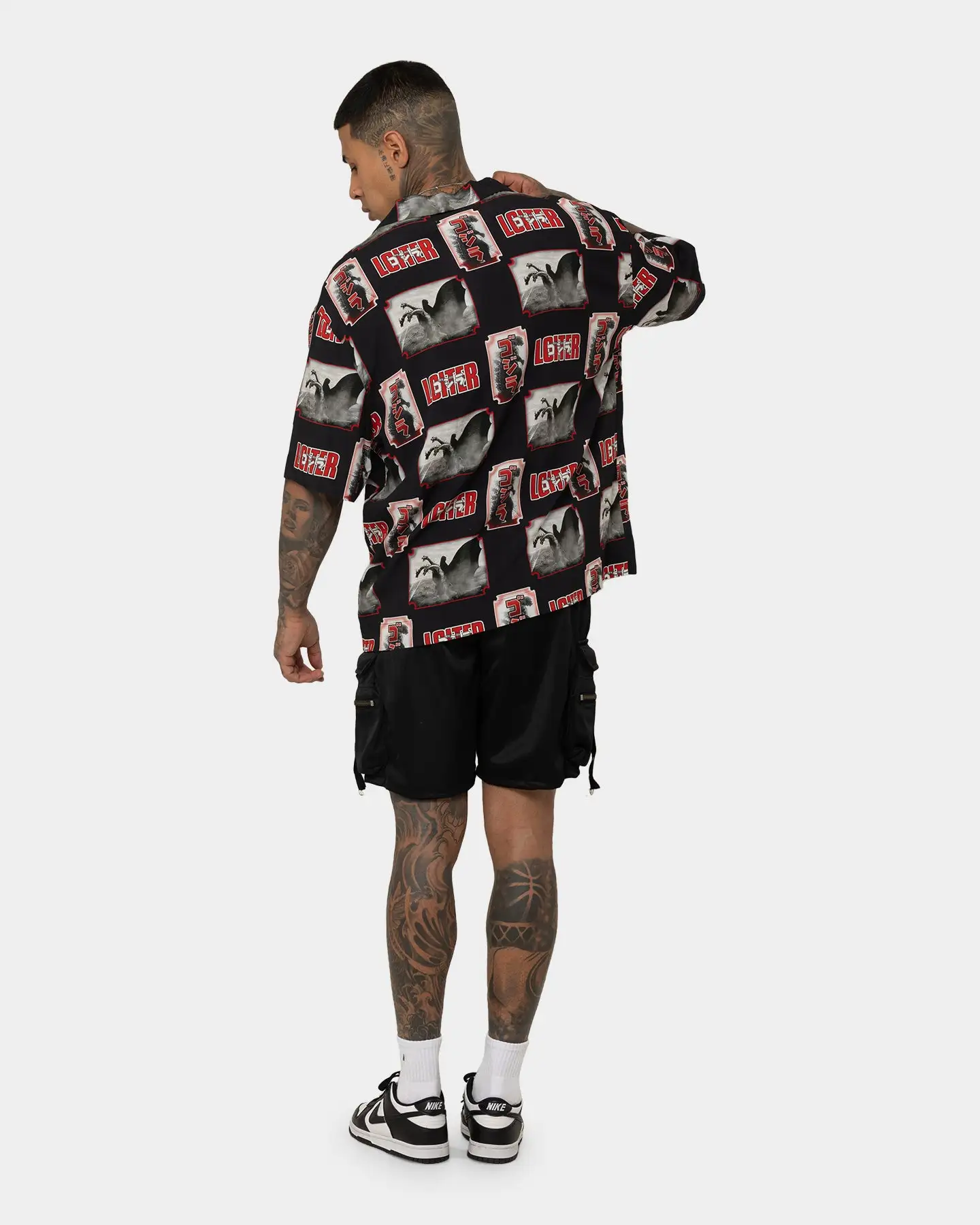 Loiter X Godzilla Godzilla Button Up Shirt Black - Image 2