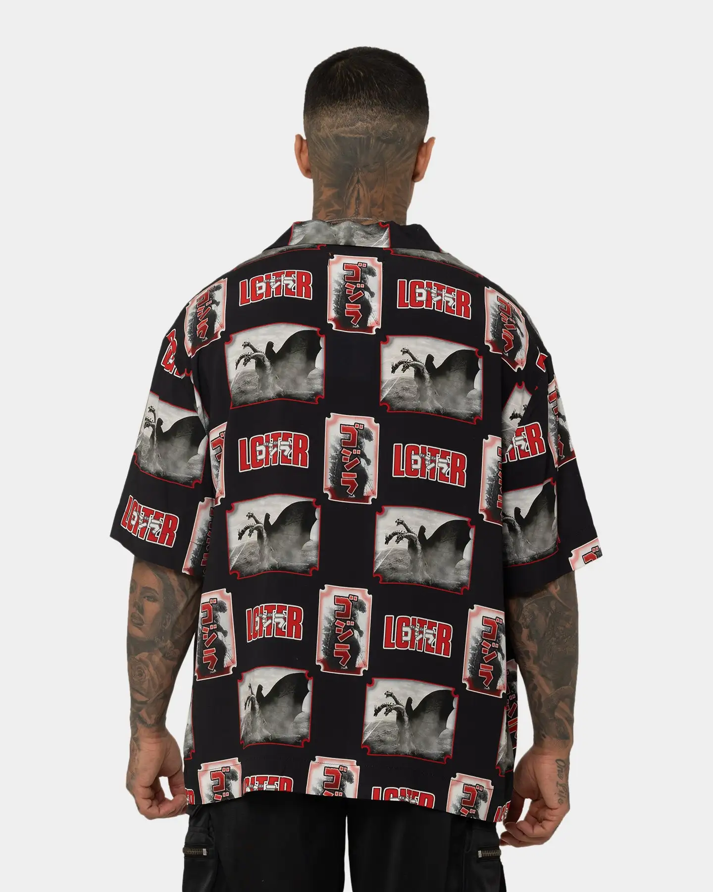 Loiter X Godzilla Godzilla Button Up Shirt Black - Image 4
