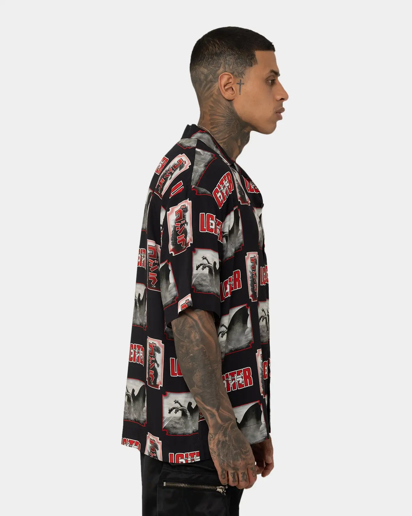 Loiter X Godzilla Godzilla Button Up Shirt Black - Image 5