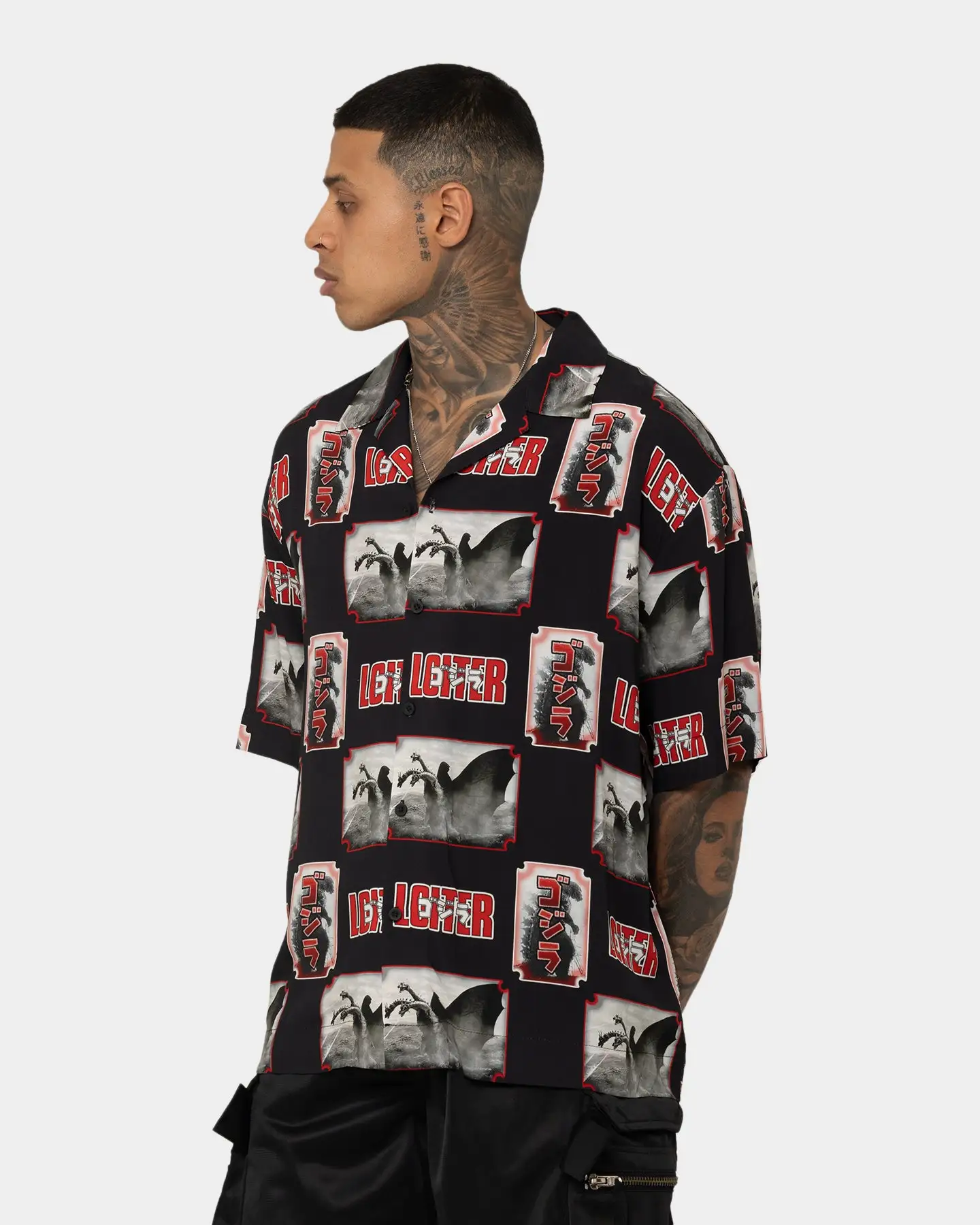 Loiter X Godzilla Godzilla Button Up Shirt Black - Image 6