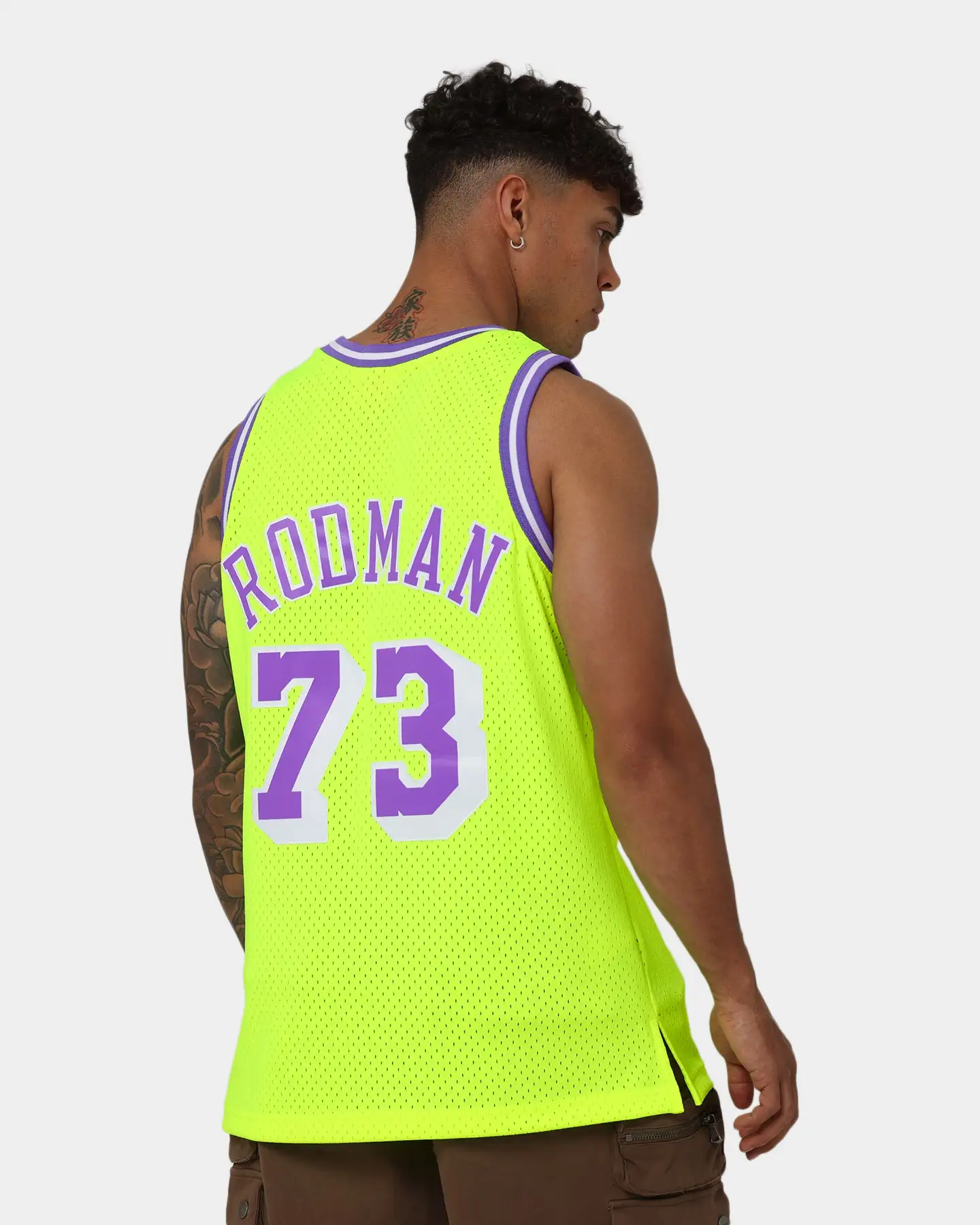 Mitchell & Ness Dennis Rodman Los Angeles Lakers '98-'99 Neon Jersey Neon Yellow - Image 2