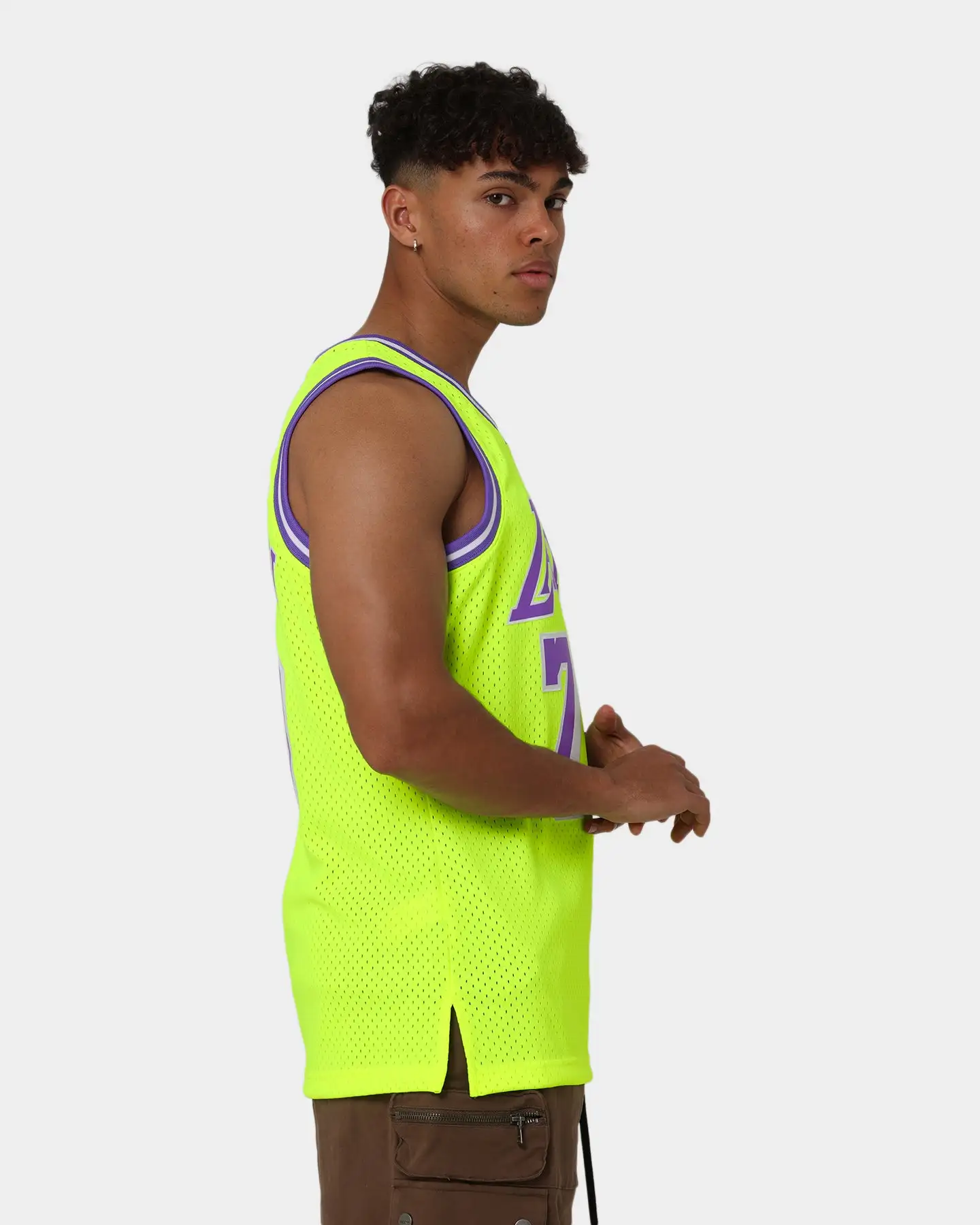 Mitchell & Ness Dennis Rodman Los Angeles Lakers '98-'99 Neon Jersey Neon Yellow - Image 6