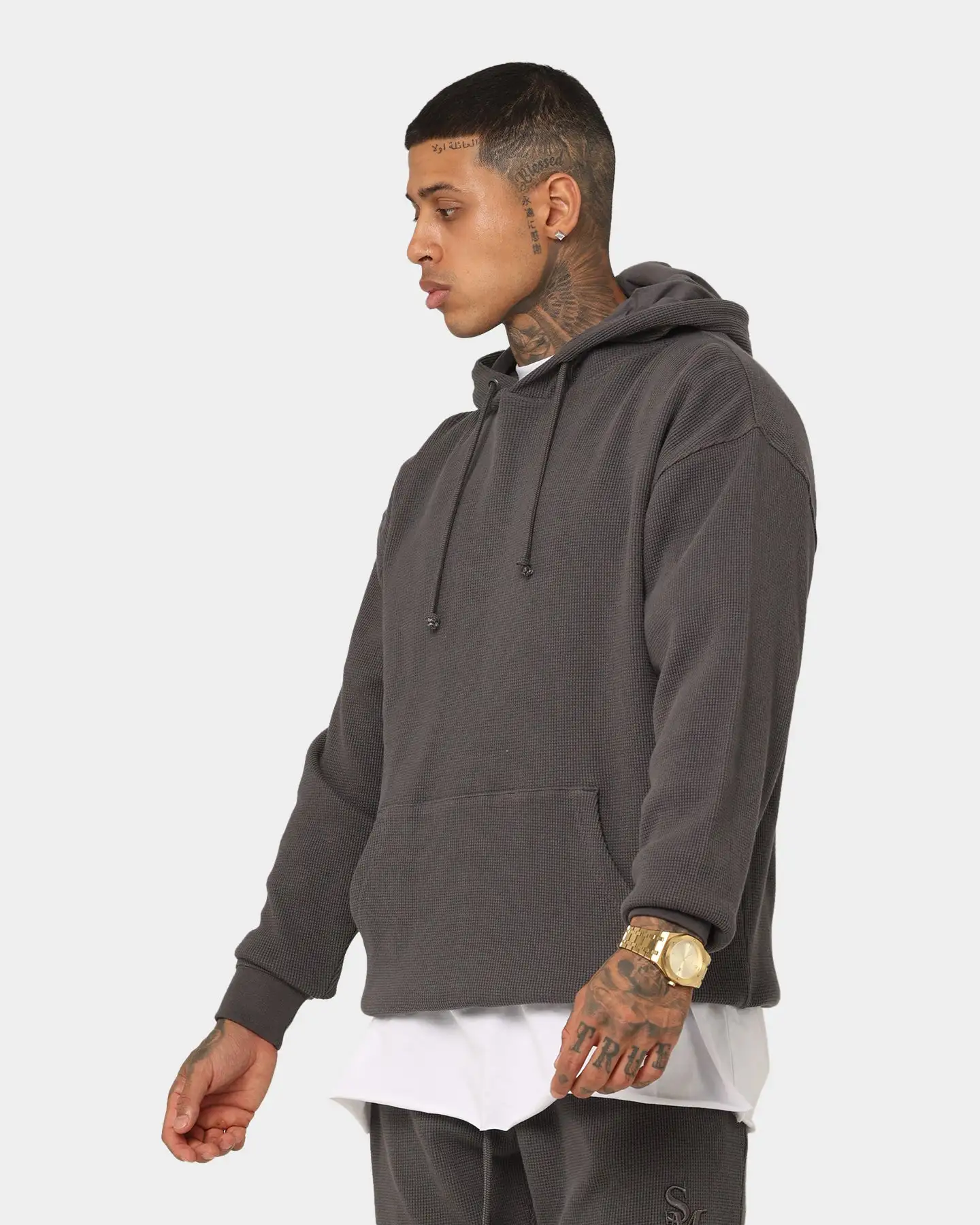 Saint Morta Waffle Hoodie V2 Slate - Image 6