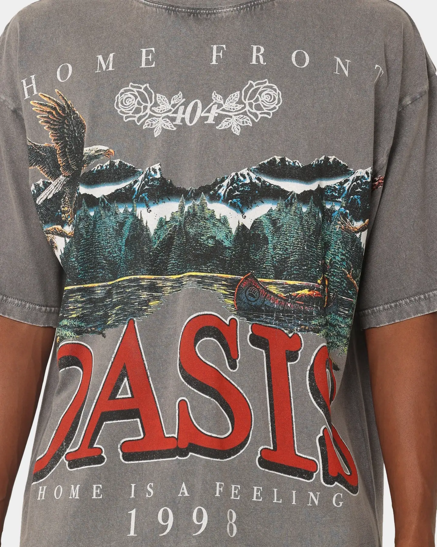 404 Oasis Vintage T-Shirt Charcoal - Image 3