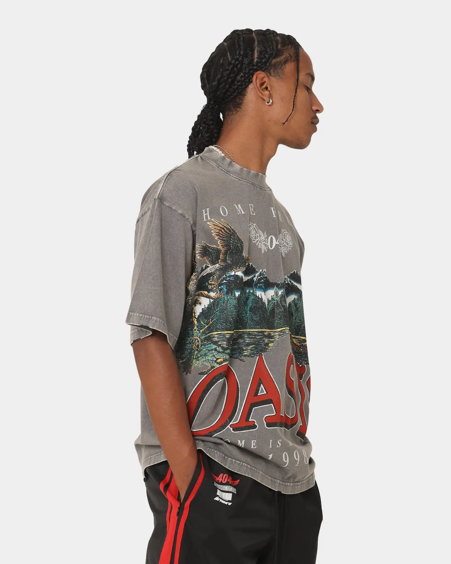 404 Oasis Vintage T-Shirt Charcoal - Image 5
