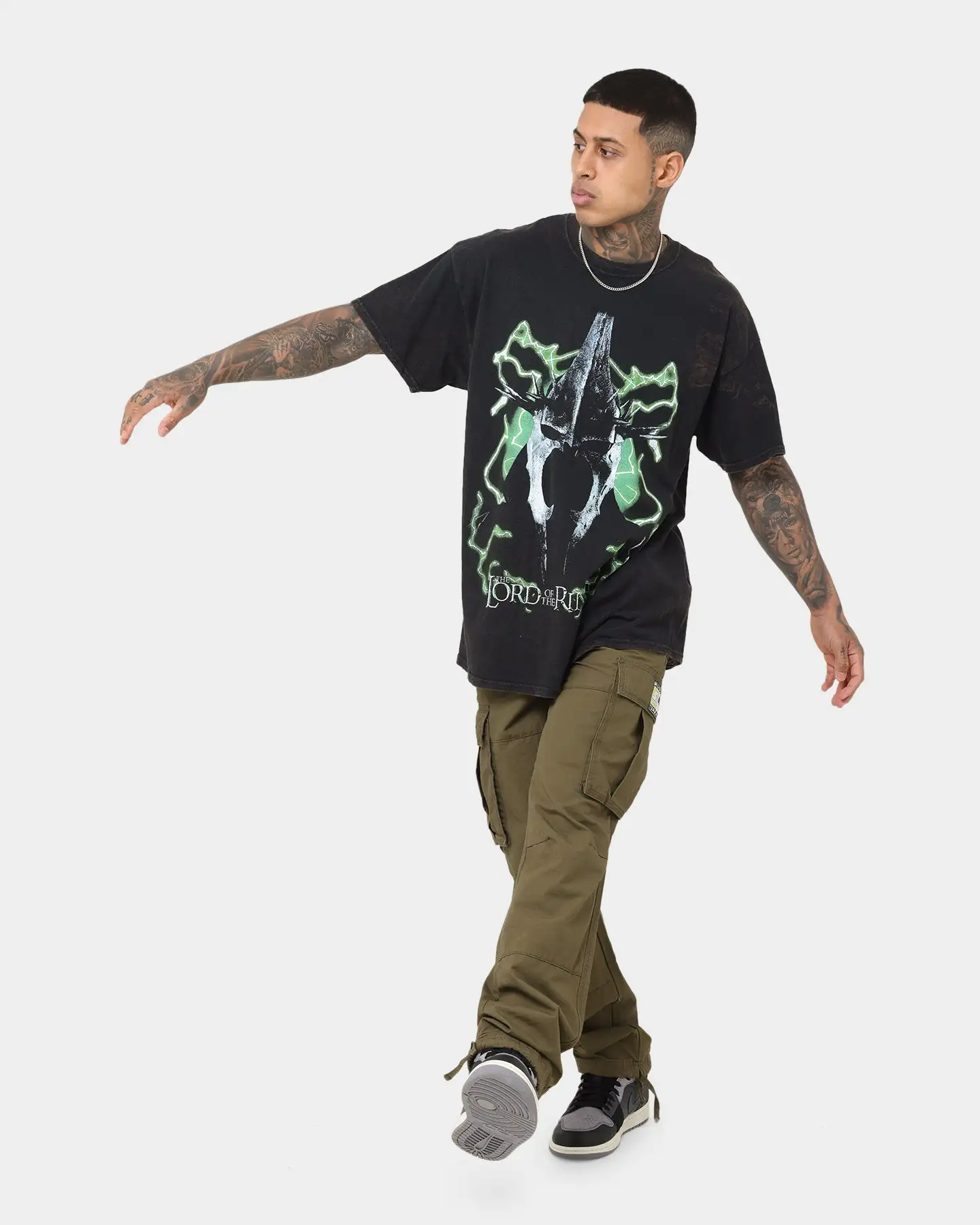 American Thrift X Lord Of The Rings Witch Kings Of Angmar Vintage T-Shirt Washed Black - Image 3