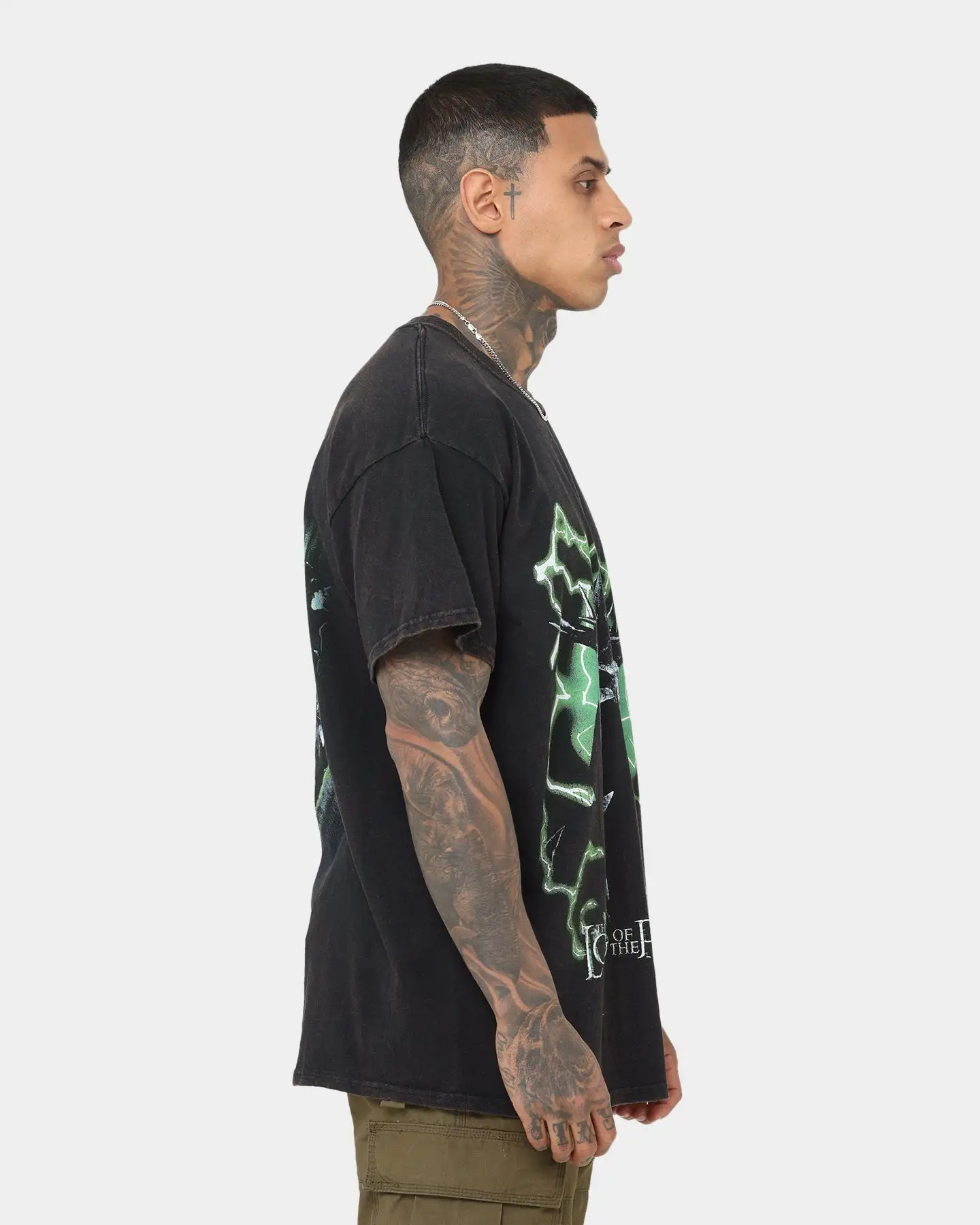 American Thrift X Lord Of The Rings Witch Kings Of Angmar Vintage T-Shirt Washed Black - Image 6