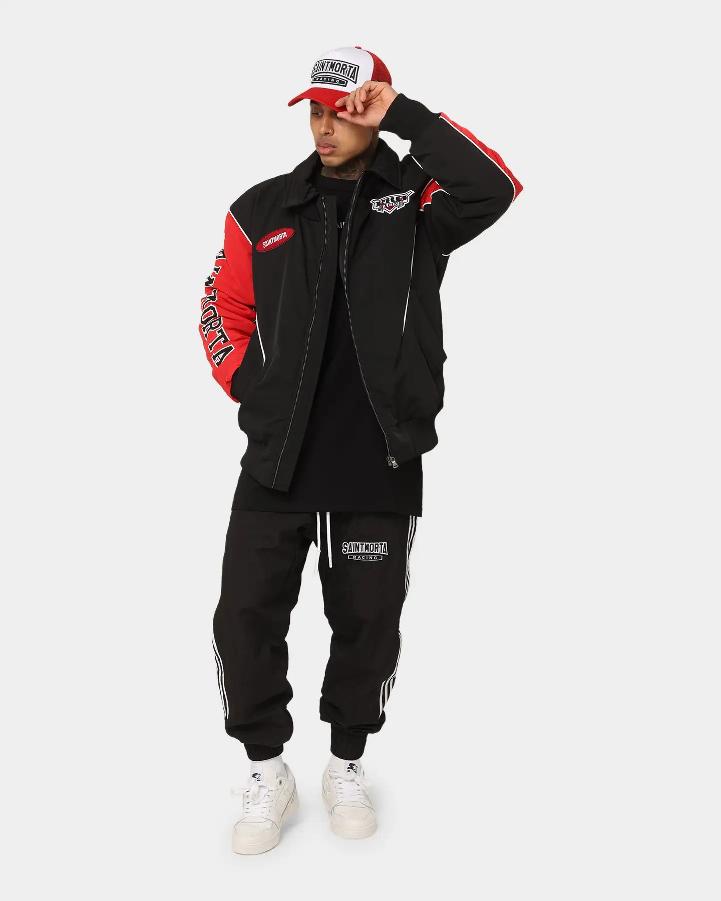 Saint Morta Pro Racing Bomber Jacket Black/Red - Image 10