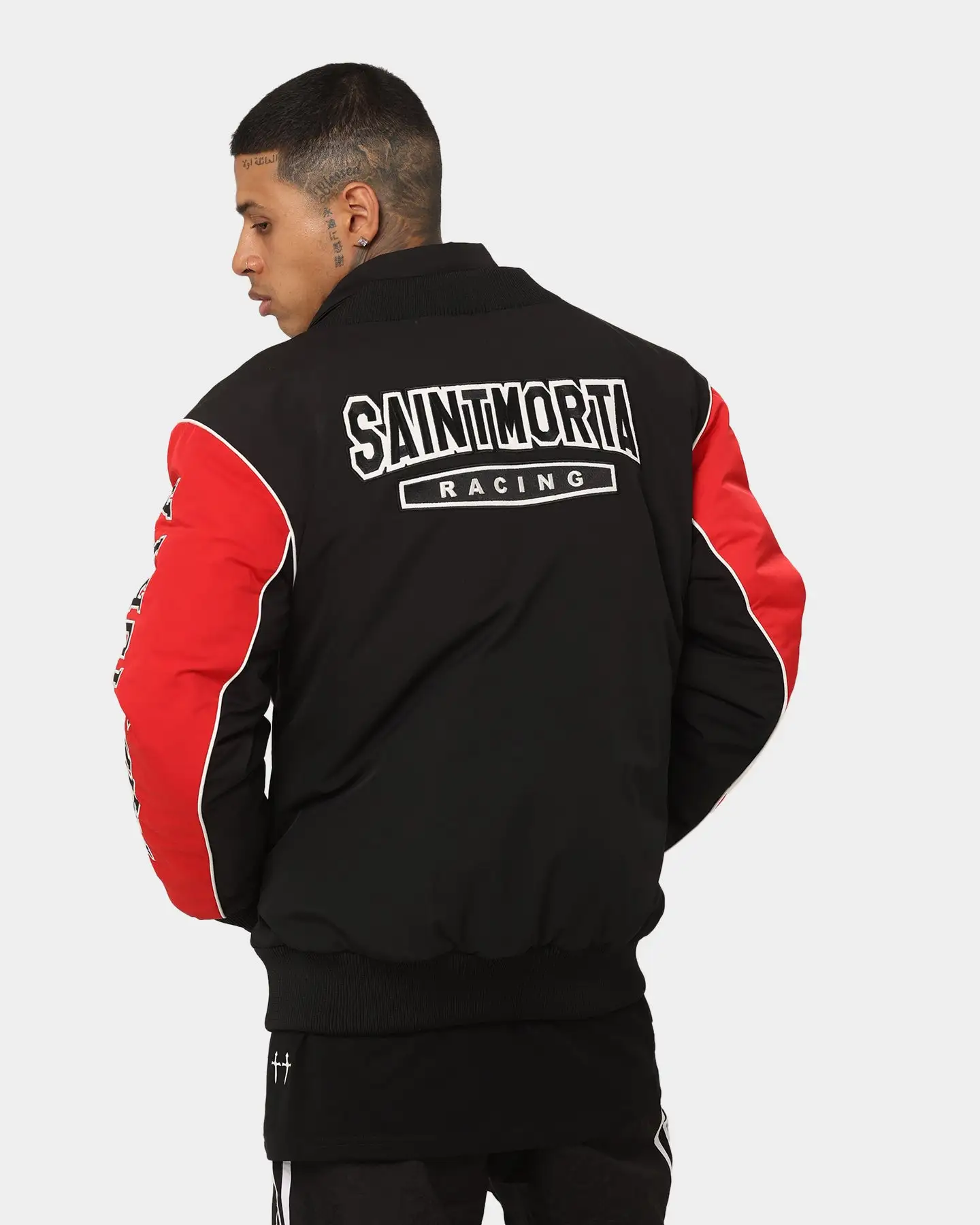 Saint Morta Pro Racing Bomber Jacket Black/Red - Image 2