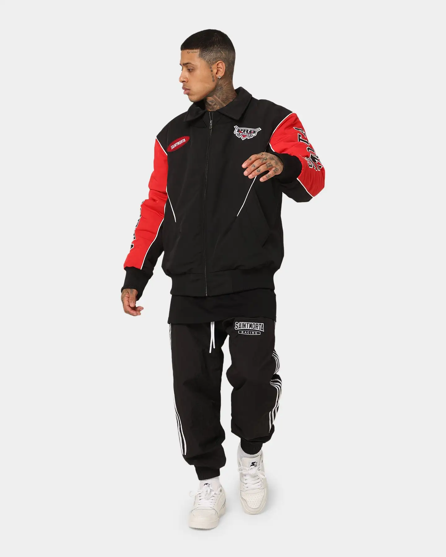 Saint Morta Pro Racing Bomber Jacket Black/Red - Image 3