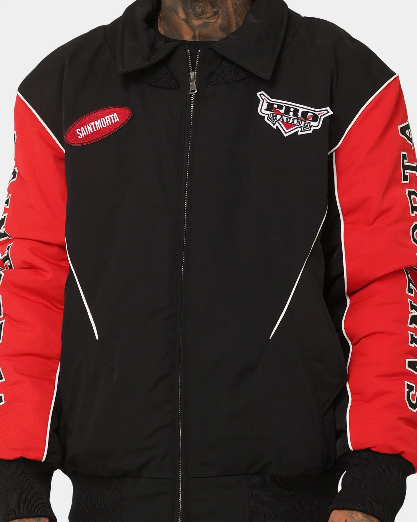 Saint Morta Pro Racing Bomber Jacket Black/Red - Image 4
