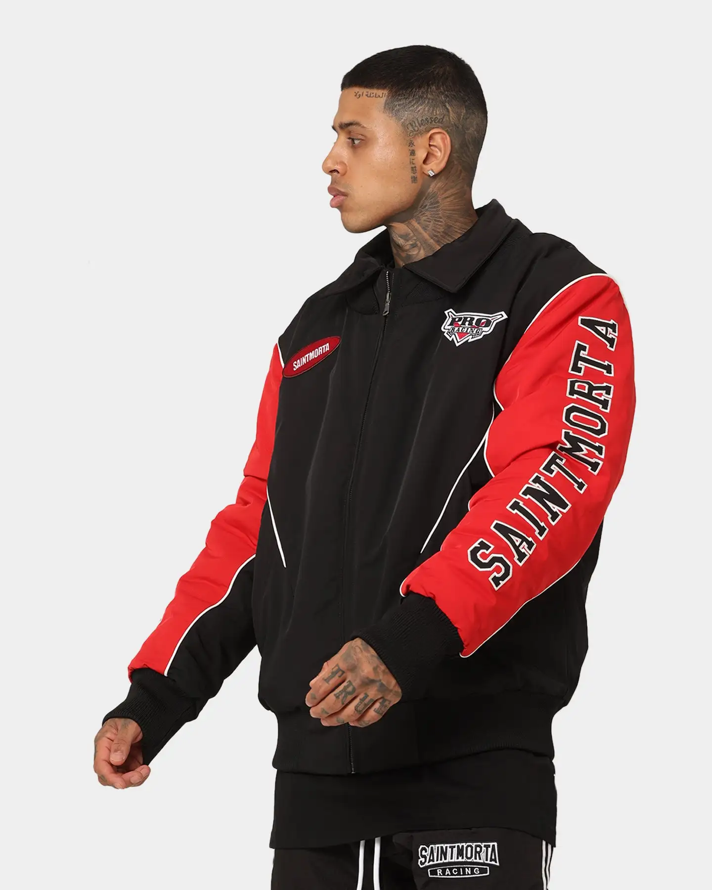 Saint Morta Pro Racing Bomber Jacket Black/Red - Image 7
