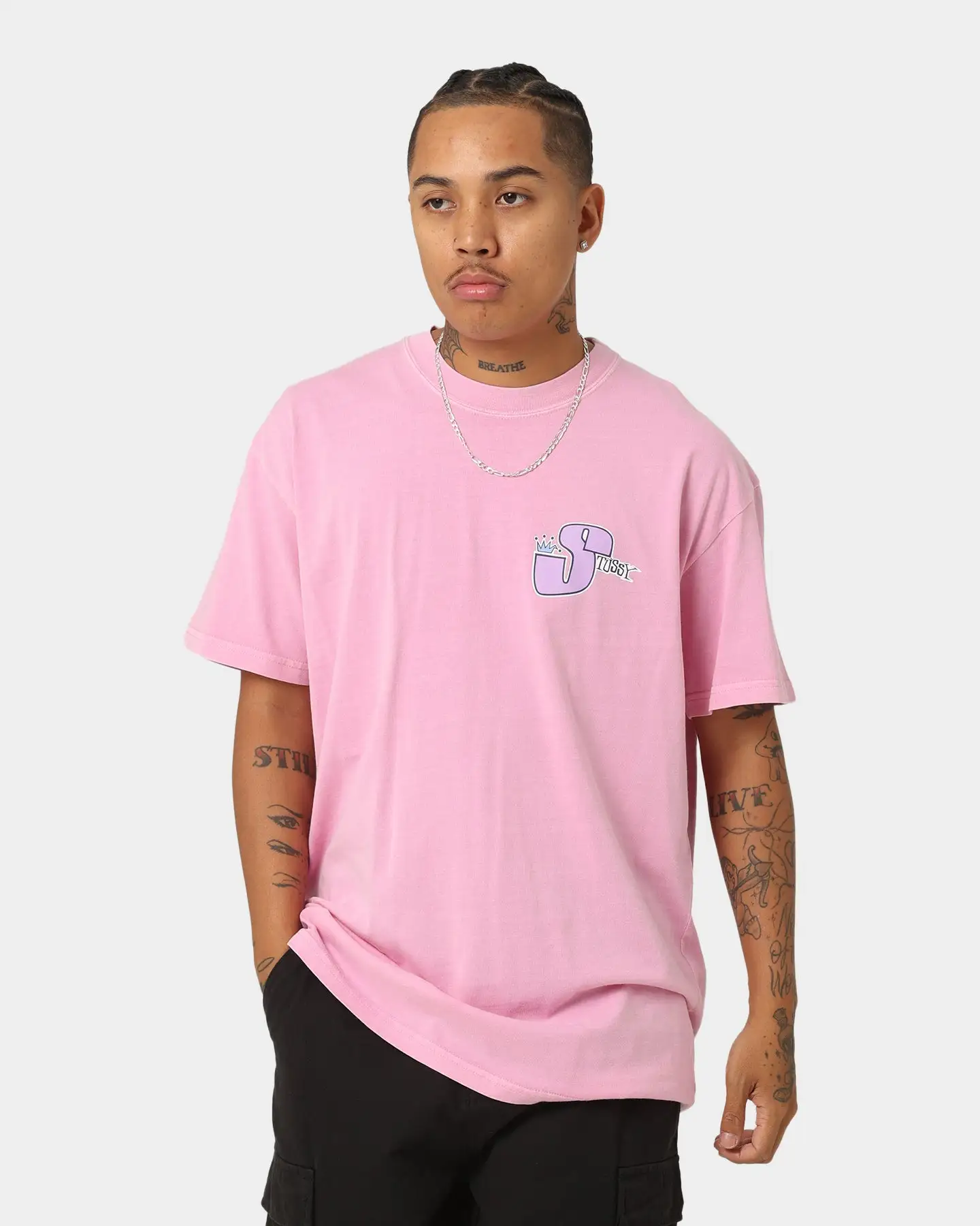 Stussy Phat S 50-50 T-Shirt Pigment Candy Pink - Image 2