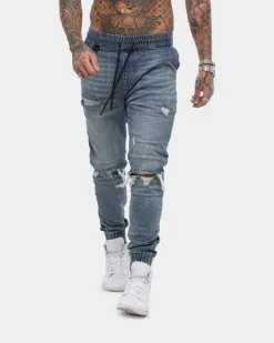 Saint Morta Doomsday Distressed Joggers Vintage Blue