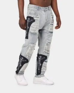 XXIII Alec Ripped Cargo Jeans Blue