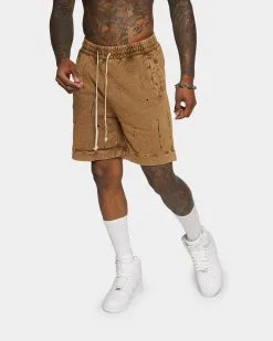 XXIII Santo Paint Splatter Shorts Tan