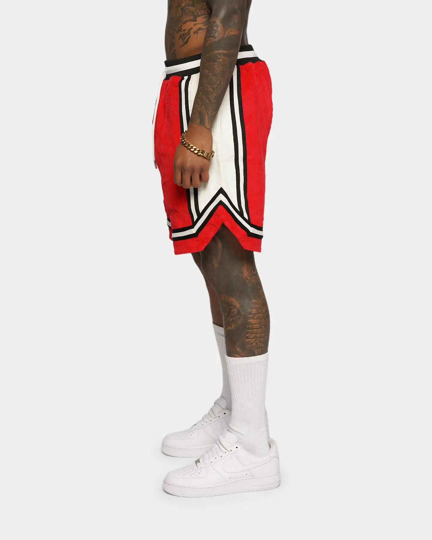 XXIII Arklow Corduroy Basketball Shorts Red/White - Image 4