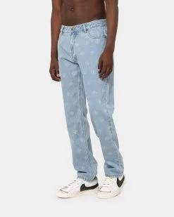 Black Scale Mono Print Jeans Blue