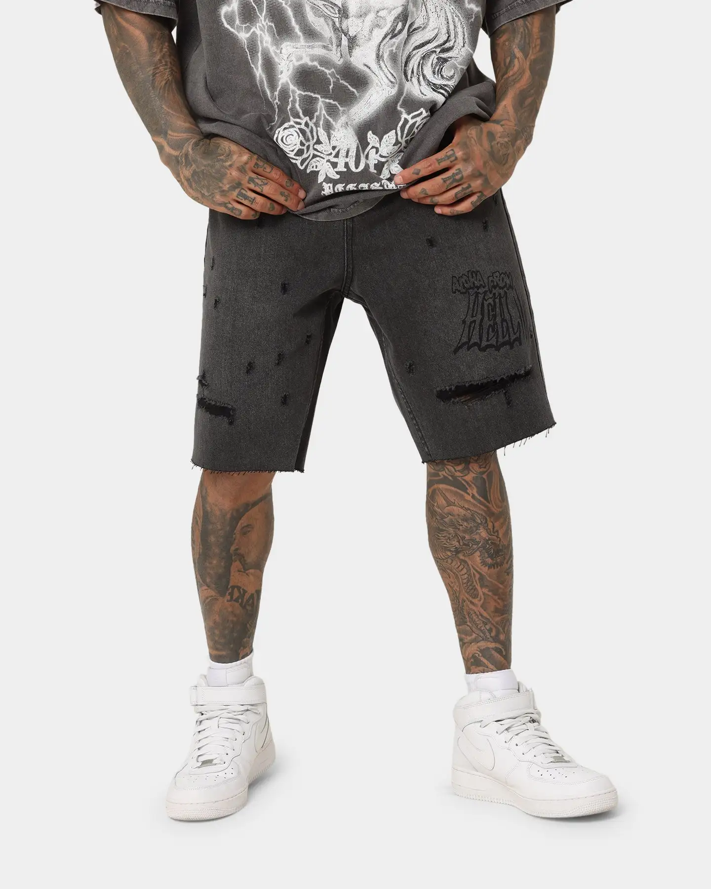 Dead Studios Aloha Denim Shorts Vintage Black