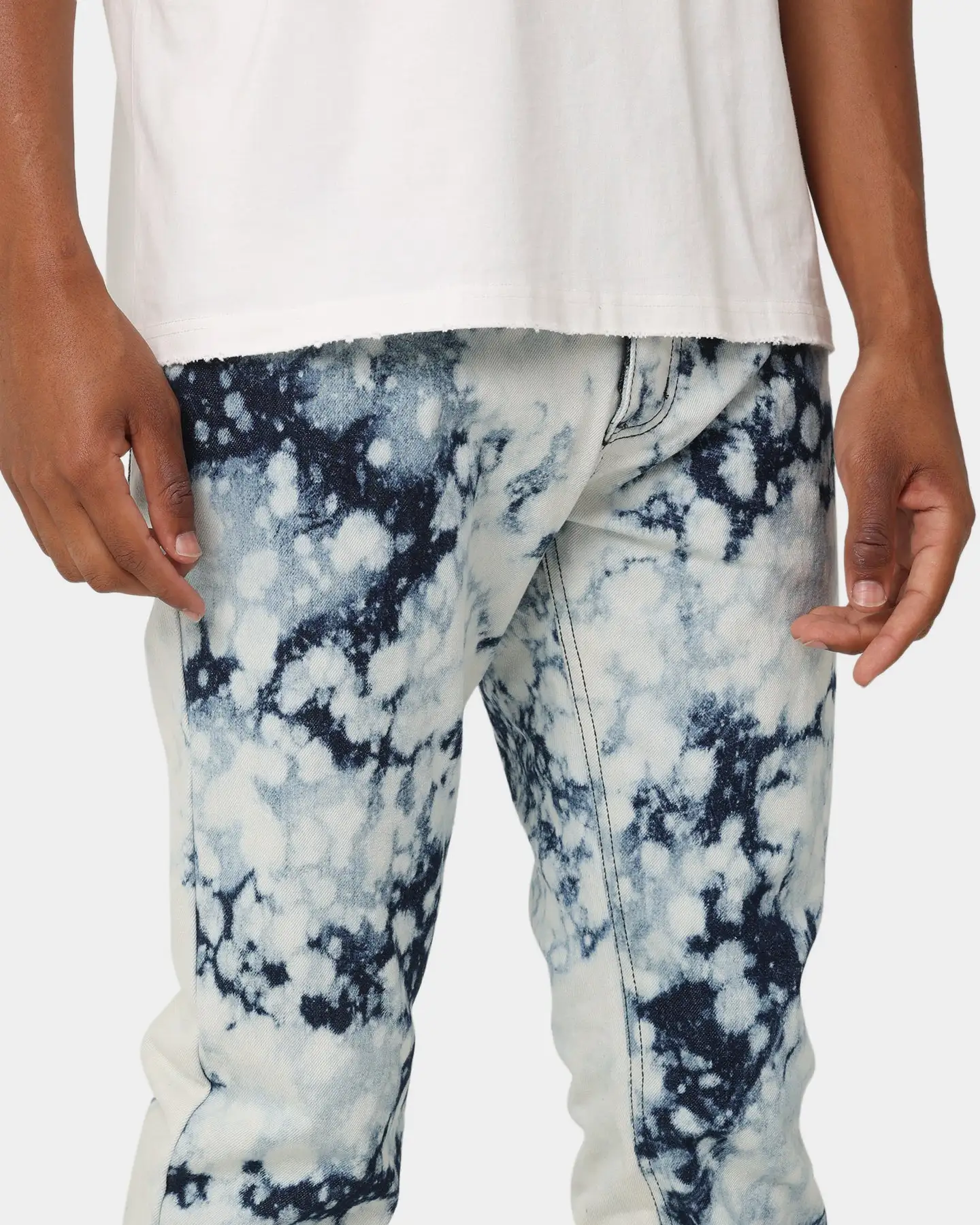 MNML D365 Splash Denim Pants Blue/White - Image 3