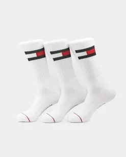 Tommy Jeans 3 Pack Athletic Crew Socks White