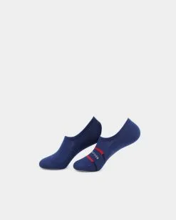 Tommy Hilfiger Breton Stripe 2 Pack No Show Socks Navy