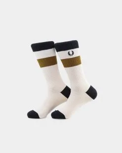 Fred Perry Waffle Stripe Socks Ecru/Navy