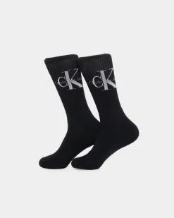 Calvin Klein Monogram Cushion Crew Socks 2 Pack Black