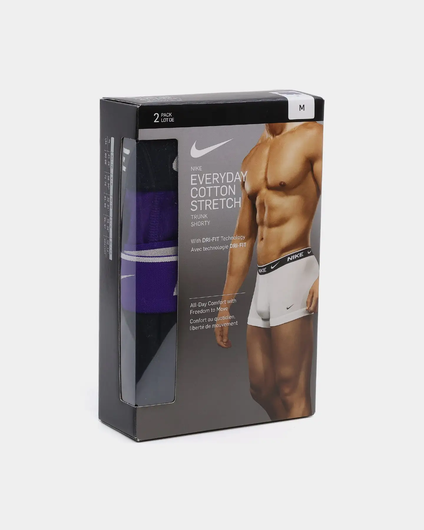 Nike Everyday Stretch Cotton Trunks 2 Pack Purple/Black - Image 2