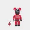 Medicom Toy Be@rbrick X Squid Games Triangle Guard 100% & 400% Figure Set Red/Black