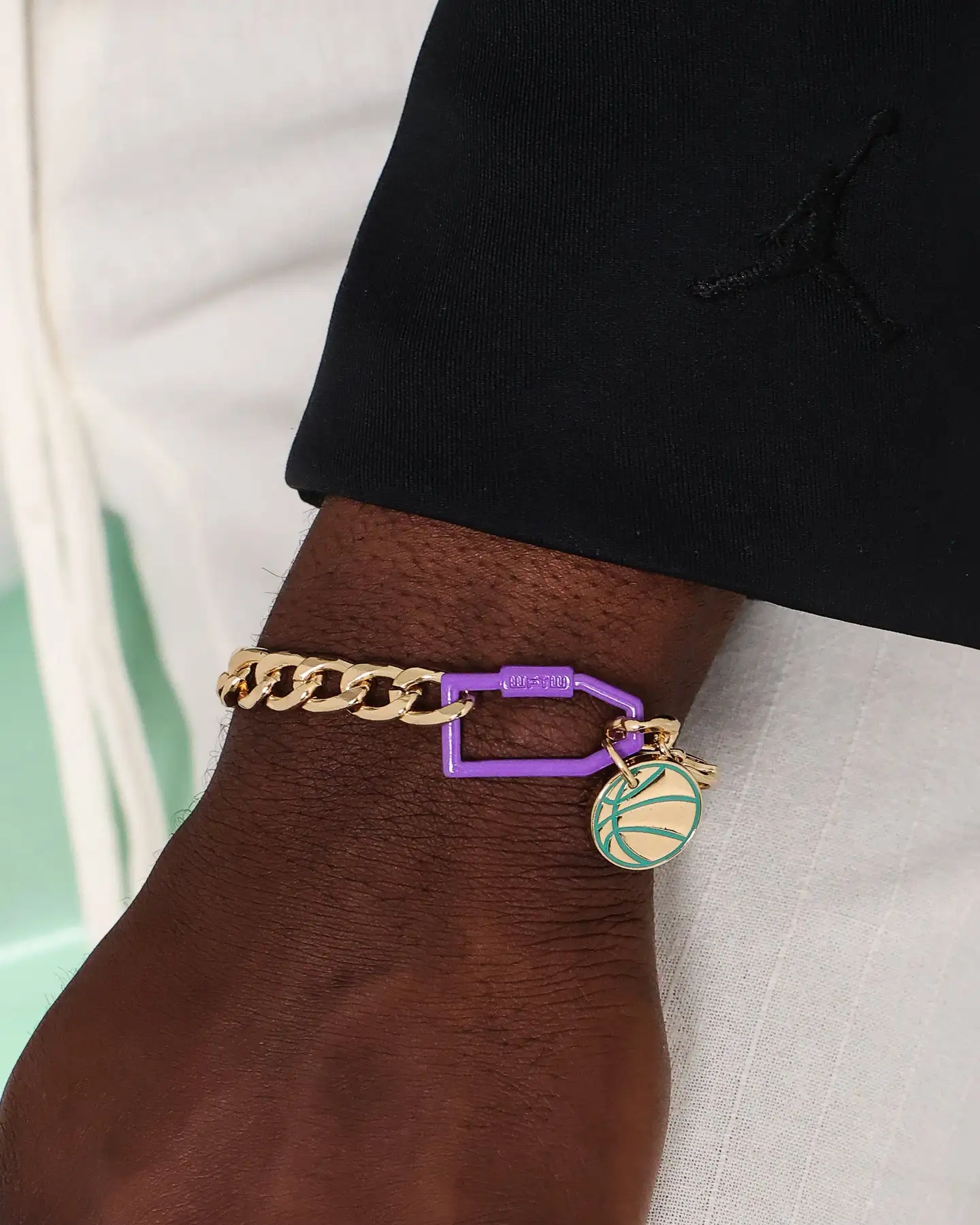 Wild For The Weekend Slam Dunk Basketball Bracelet Gold/Purple/Teal - Image 8