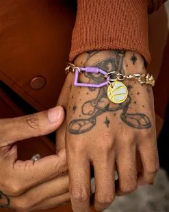 Wild For The Weekend Slam Dunk Basketball Bracelet Purple/Yellow/Gold