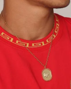 Last Kings Regalia Monogram Necklace Gold/Red
