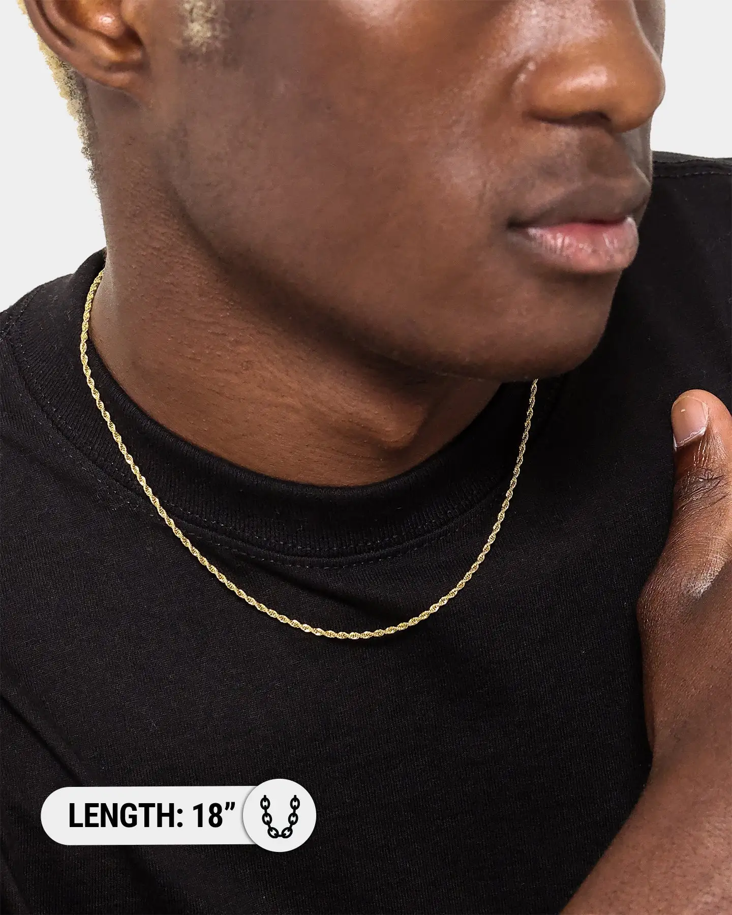 NXS 2mm Rope Necklace Gold - Image 4