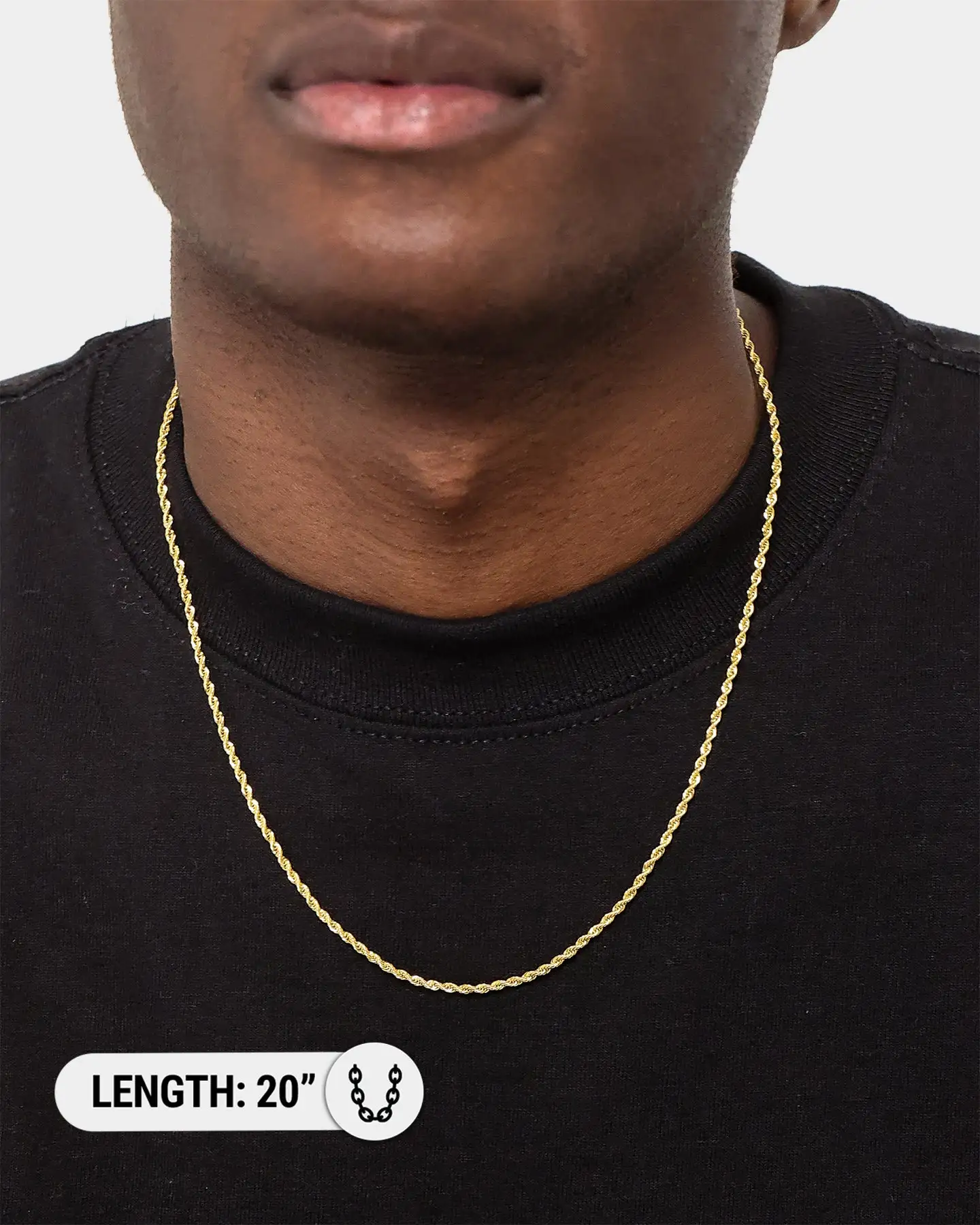 NXS 2mm Rope Necklace Gold - Image 5