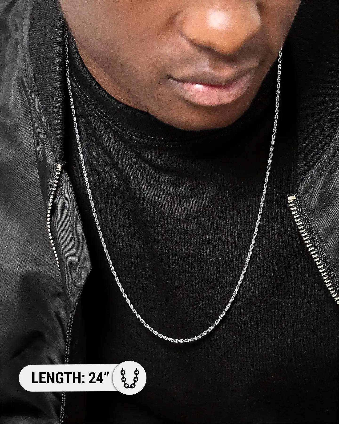 NXS 2mm Rope Necklace White Gold - Image 6