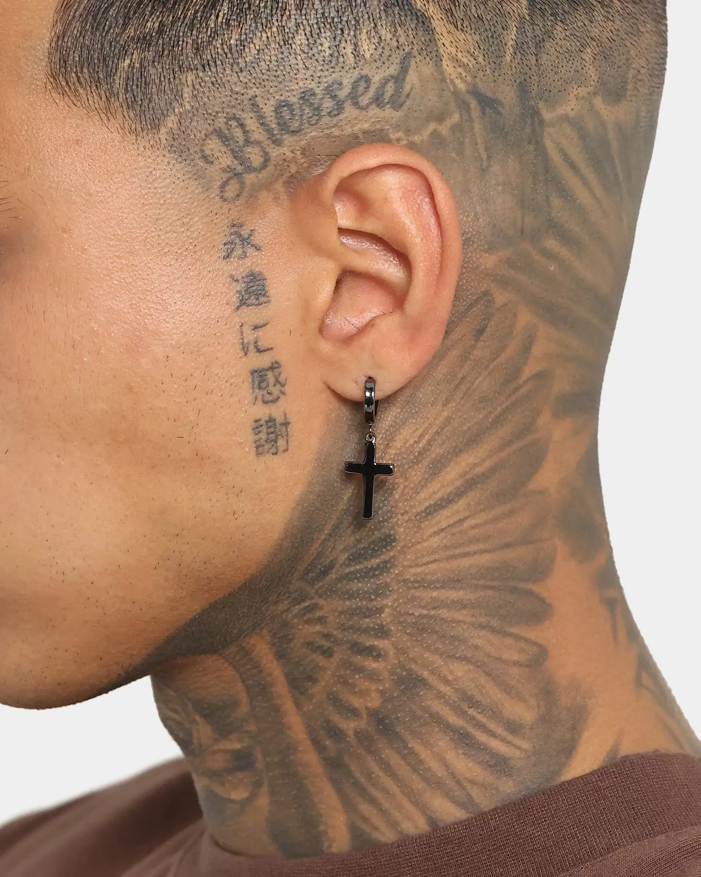 NXS Mini Cross Earring Black