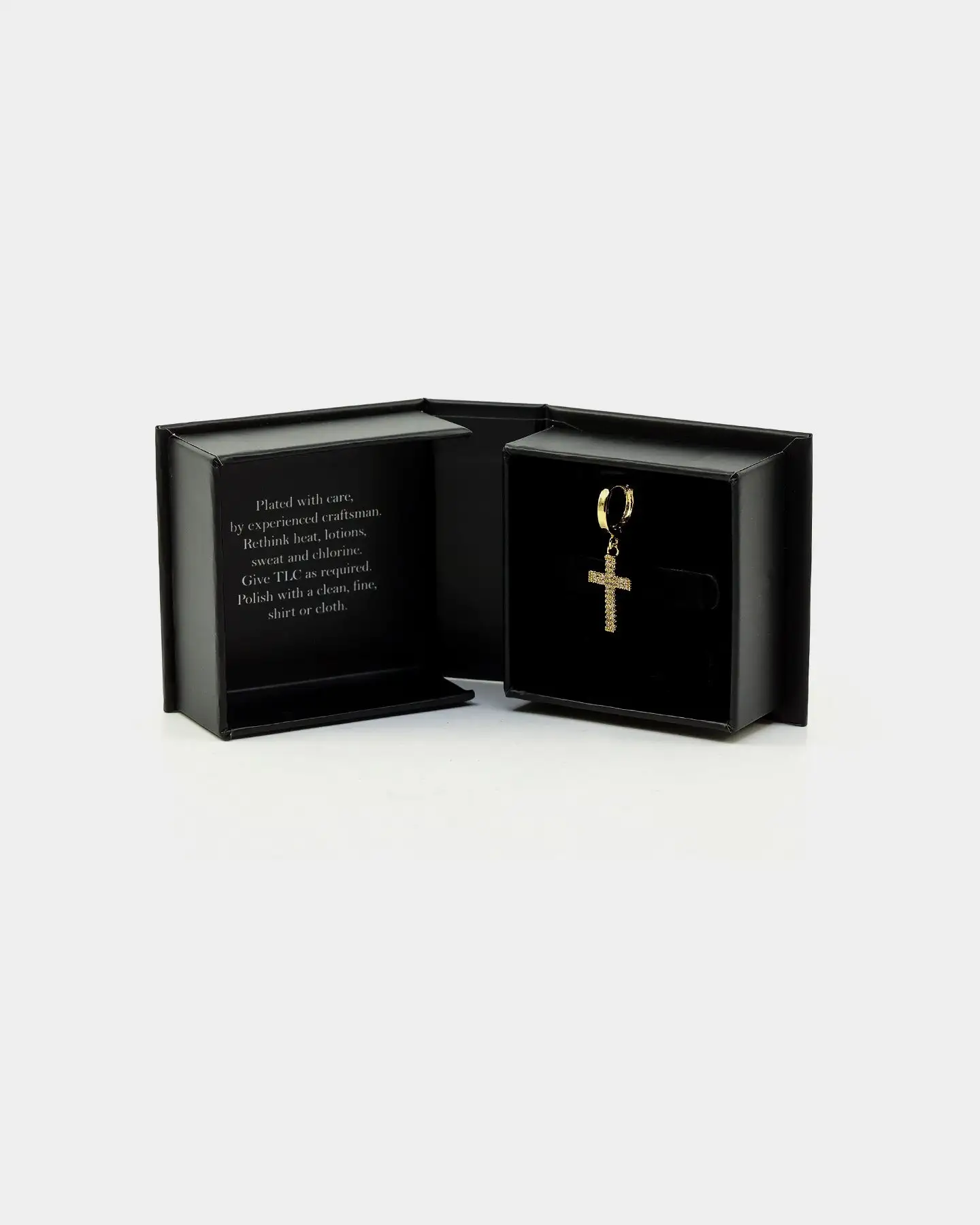 NXS Mini Cross Earring Iced Gold - Image 3