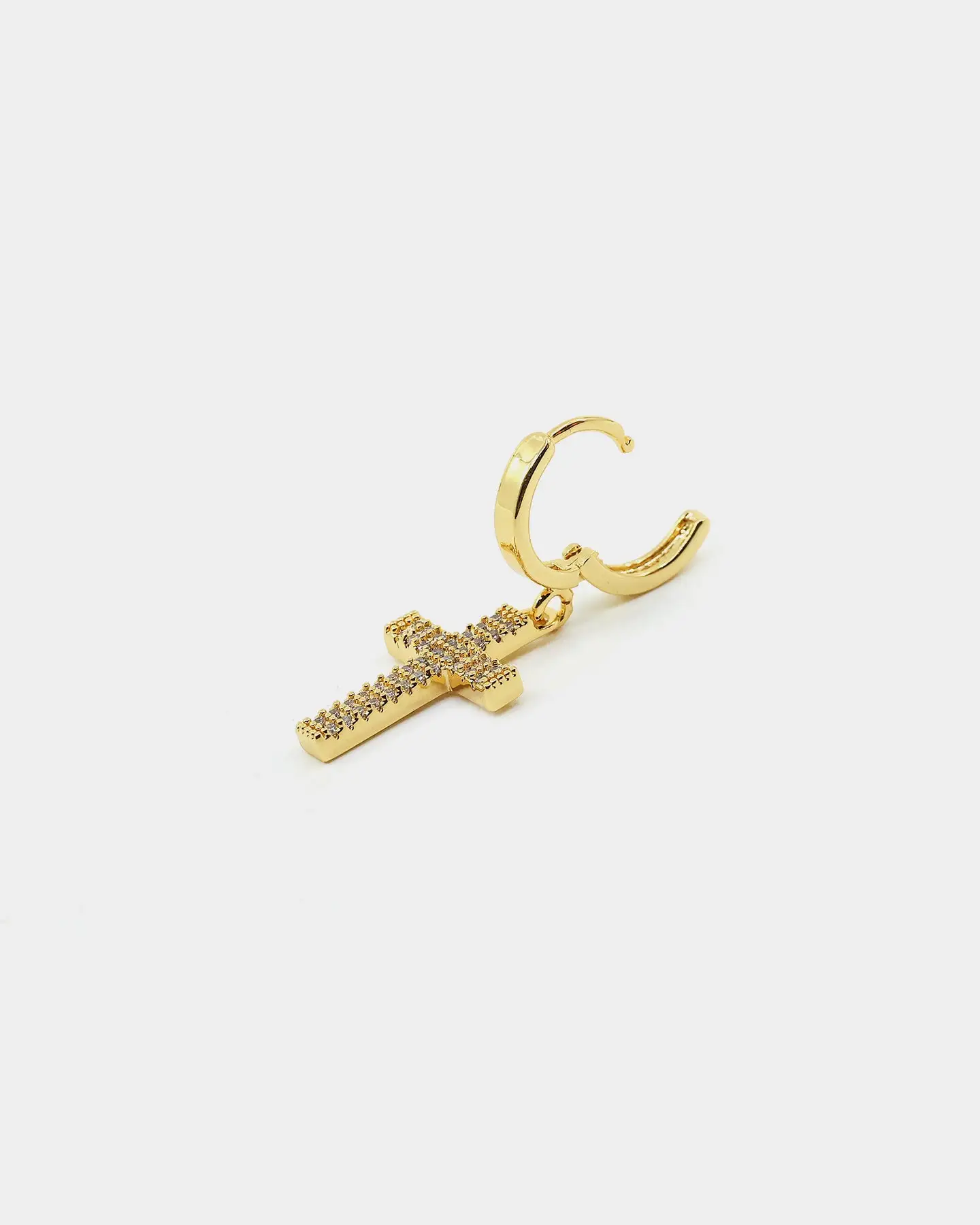 NXS Mini Cross Earring Iced Gold - Image 6