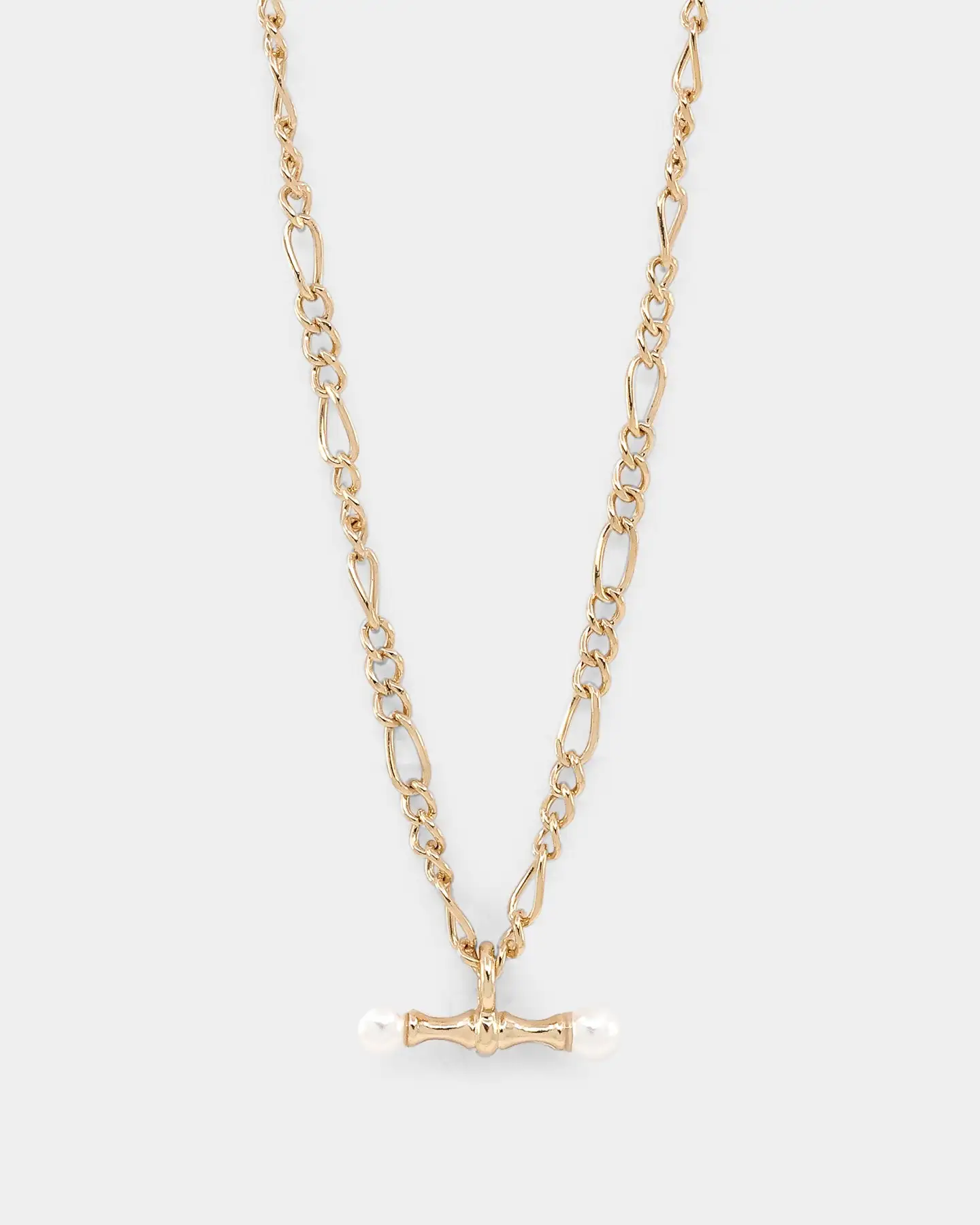 Wild For The Weekend Pearl T-Bar Necklace Gold - Image 2