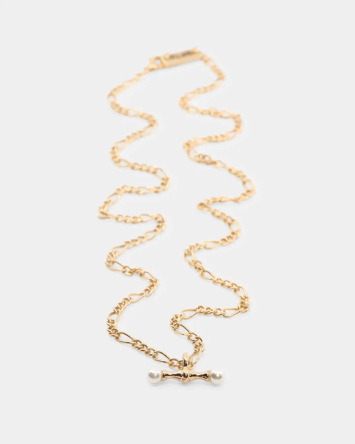Wild For The Weekend Pearl T-Bar Necklace Gold - Image 5