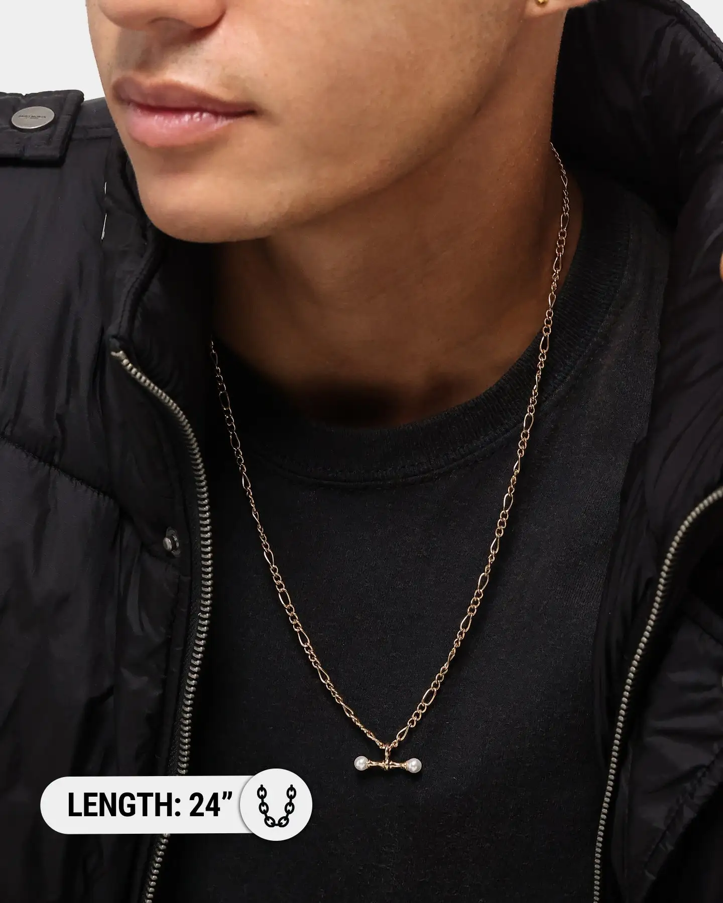 Wild For The Weekend Pearl T-Bar Necklace Gold - Image 3